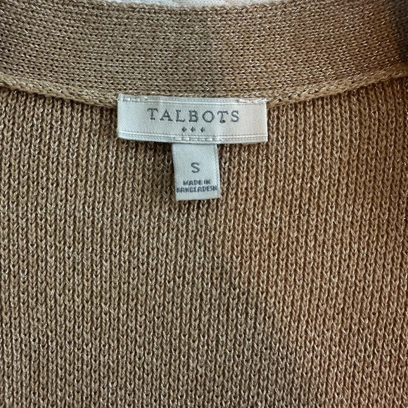 Talbots Tan Open Cardigan with Metallic Thread Size Small - Picture 6 of 9